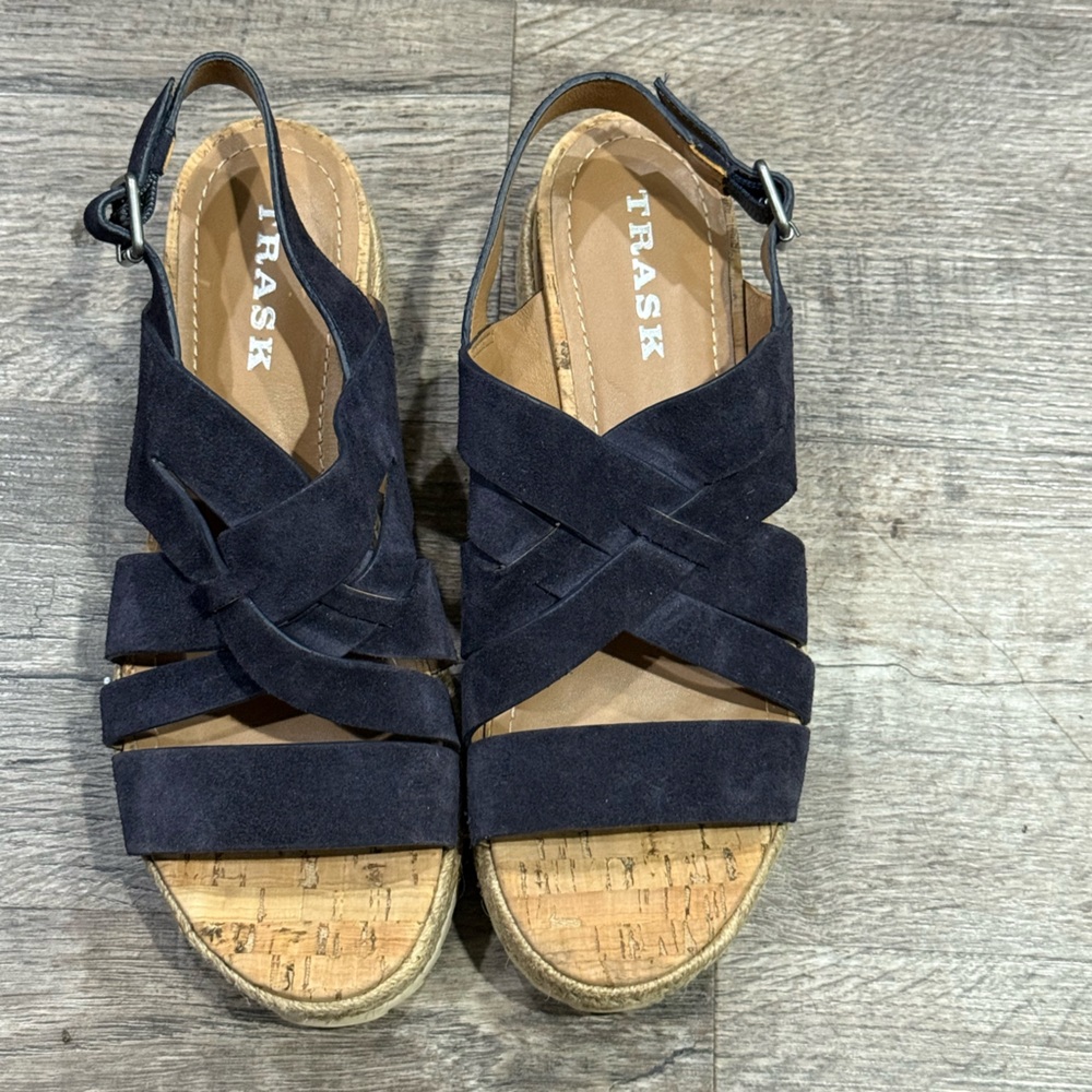 Trask Black Sandals with Adjustable Ankle Strap